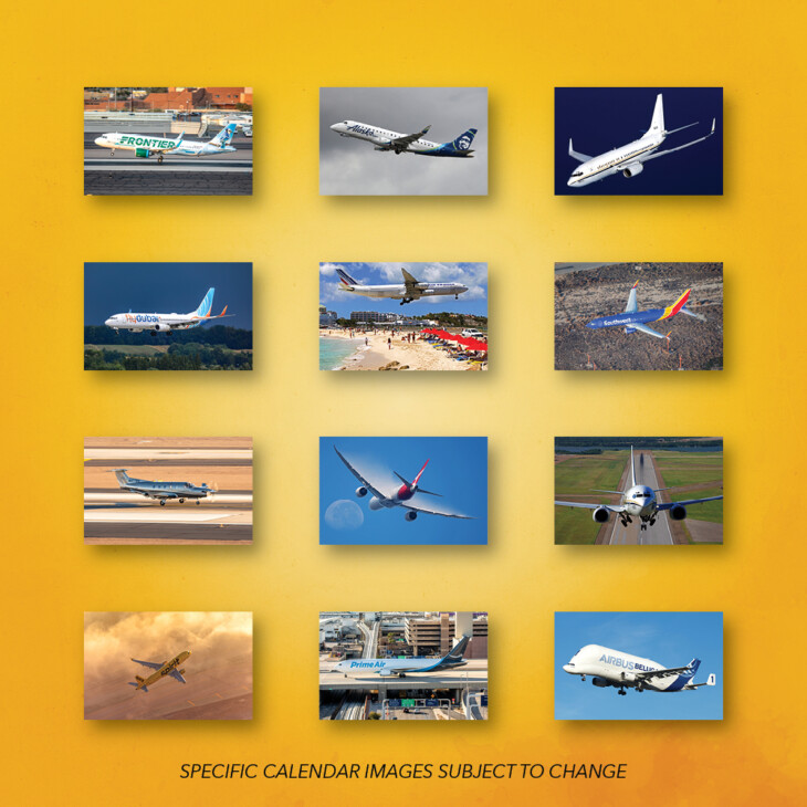 Collage of each monthly calendar image for Commercial Aircraft calendar